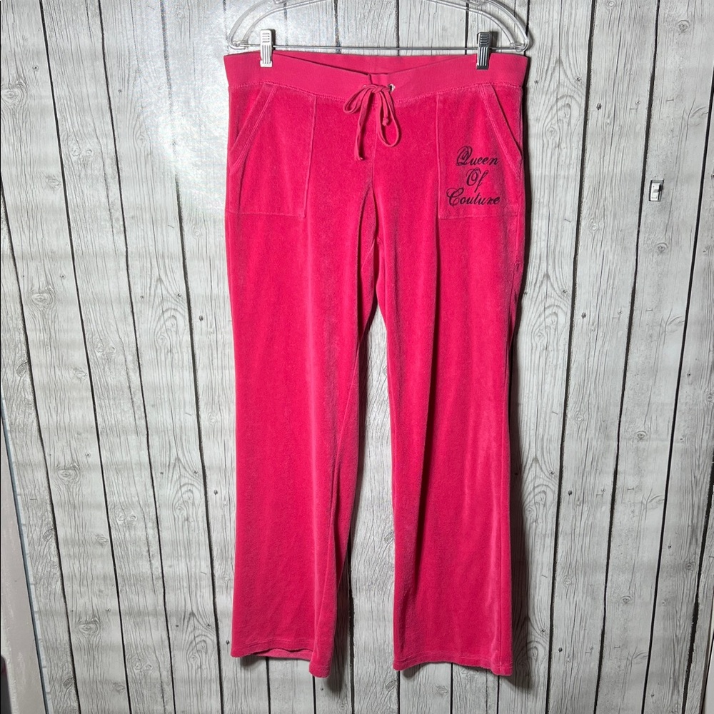 Juicy Couture Pink Velour Track Pants - Queen of Couture Embroidery